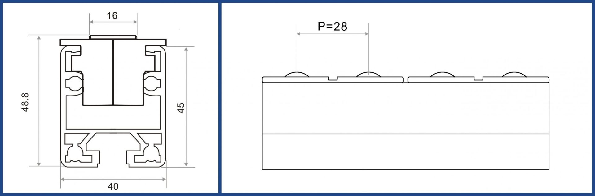 Aluminum Roller Track YD-AL-40H