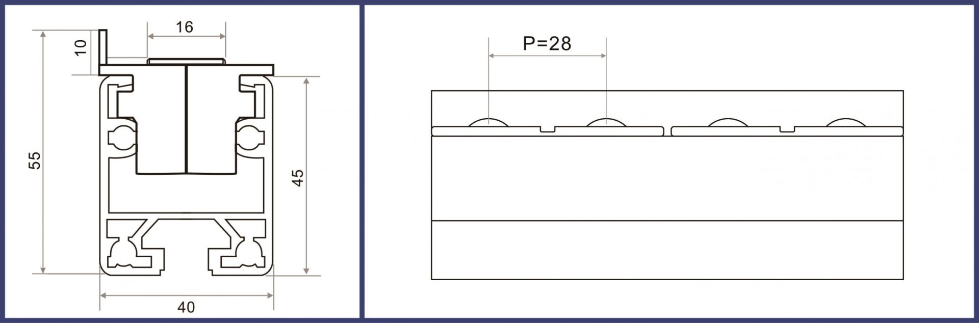 Aluminum Roller Track YD-AL-40I